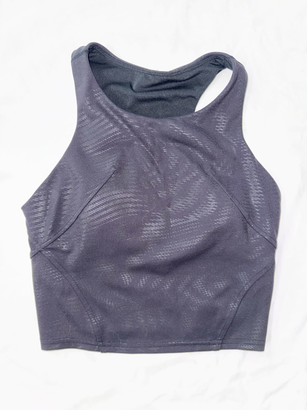 lululemon athletica High Neck Crop Bra in Charcoal Gray